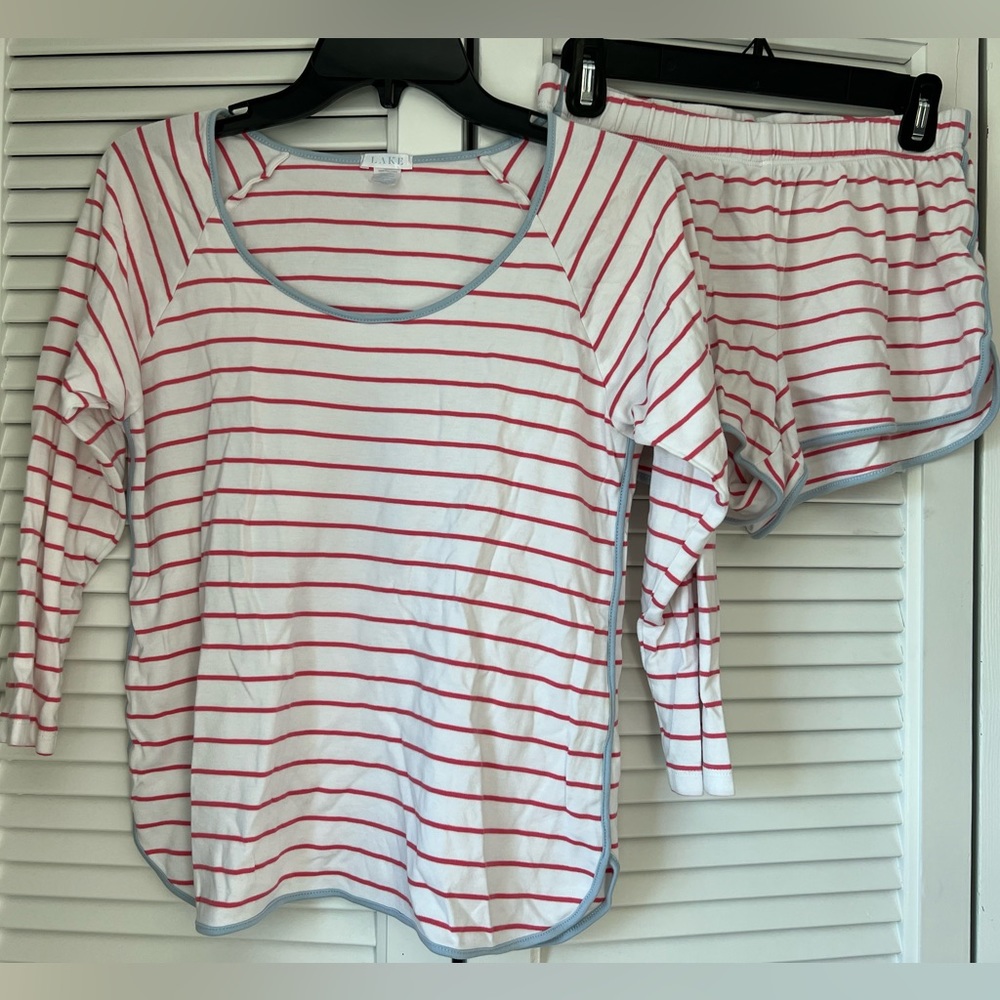 Lake Pajamas Matching Cotton Striped Long Sleeve Shorts Set